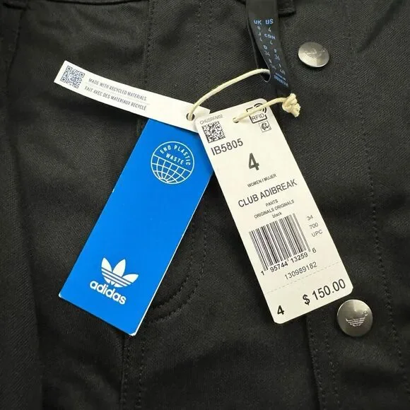 NWT Adidas Women’s Club Adibreak Black Snap Leg Track Pants Activewear Size 4 - Picture 8 of 14